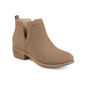 JOURNEE COLLECTION Womens Beige Split Pin Hole Texture Lainee Almond Boots 6.5 M